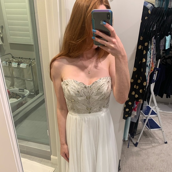 Wedding/Prom Aidan Mattox Strapless Beaded Chiffon - Picture 4 of 11